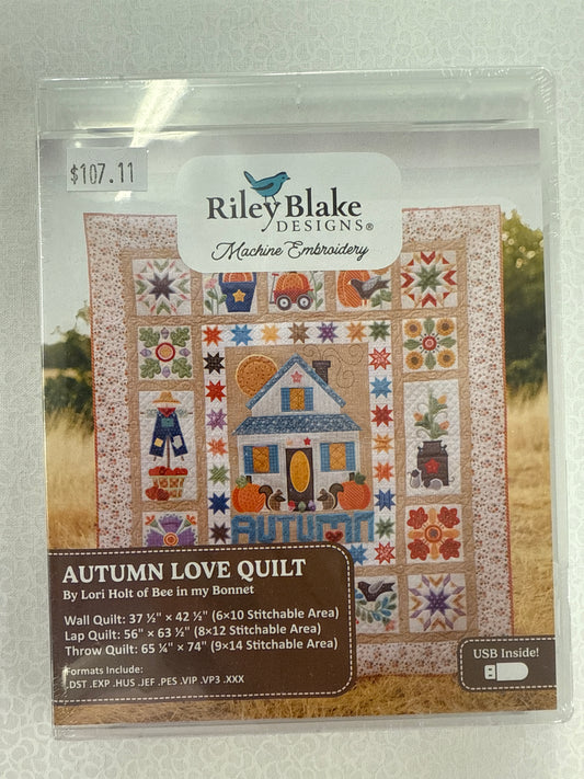 Autumn love quilt by Lori Holt Embroidery CD