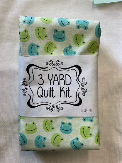 3 yard quilt kits~light green background with frogs