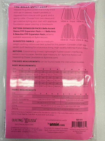 BELLA QUILT COAT PATTERN by Quilting by Elissa