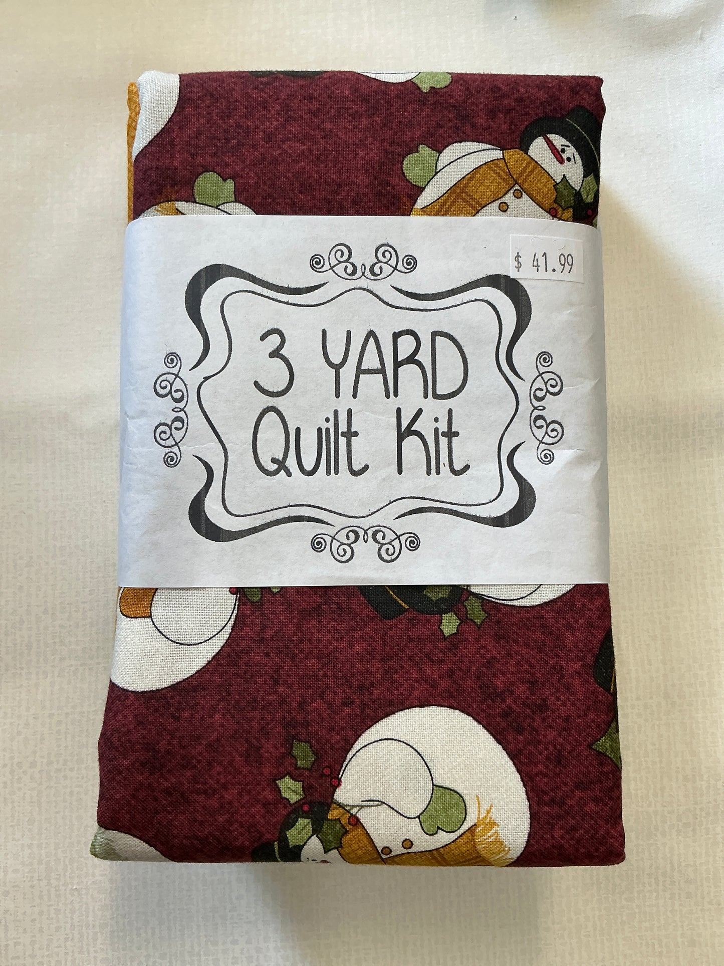 3 yard quilt kits red background snowman
