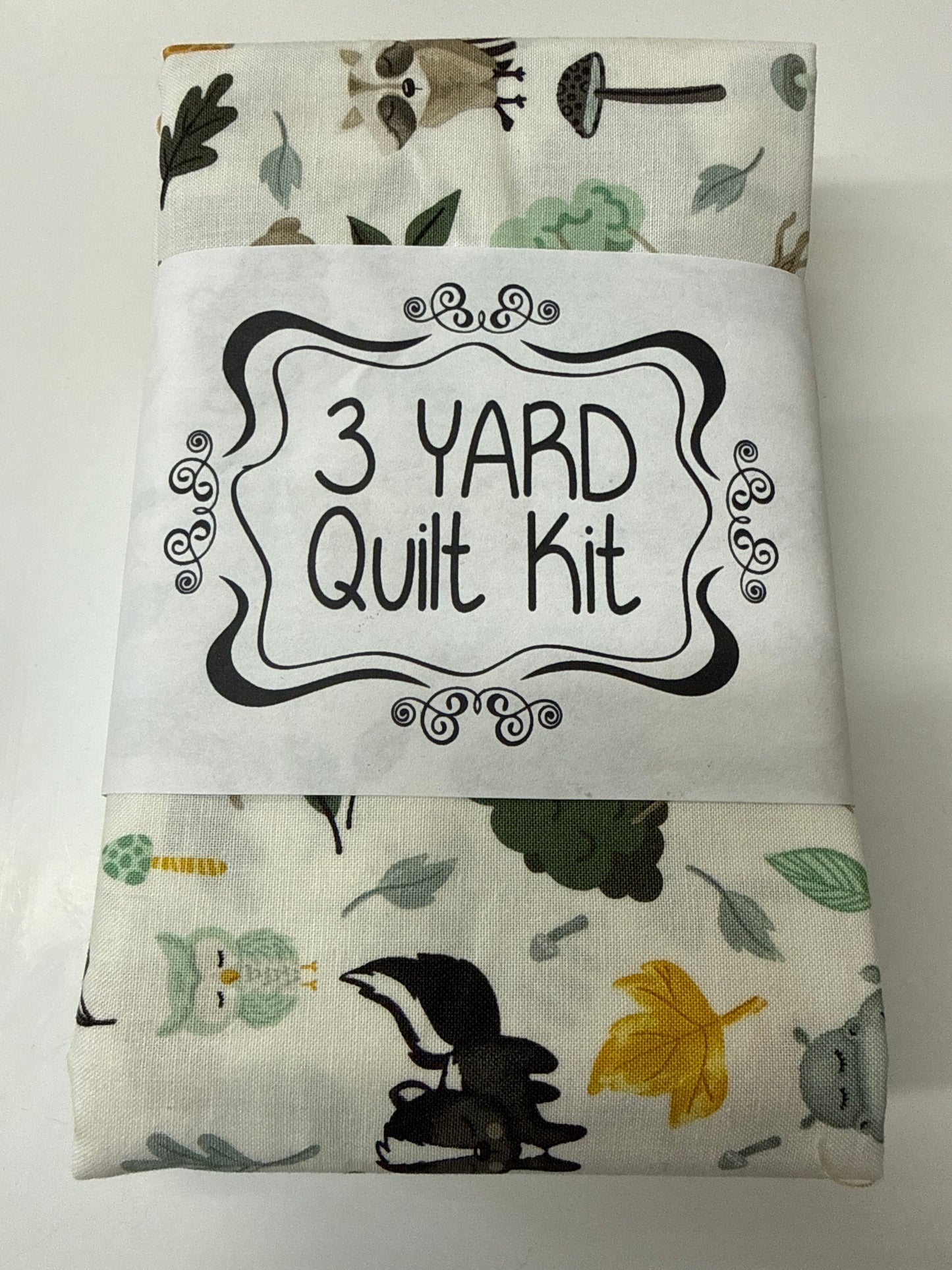 3 yard Quilt Kit Woodland Animals Black and Gold