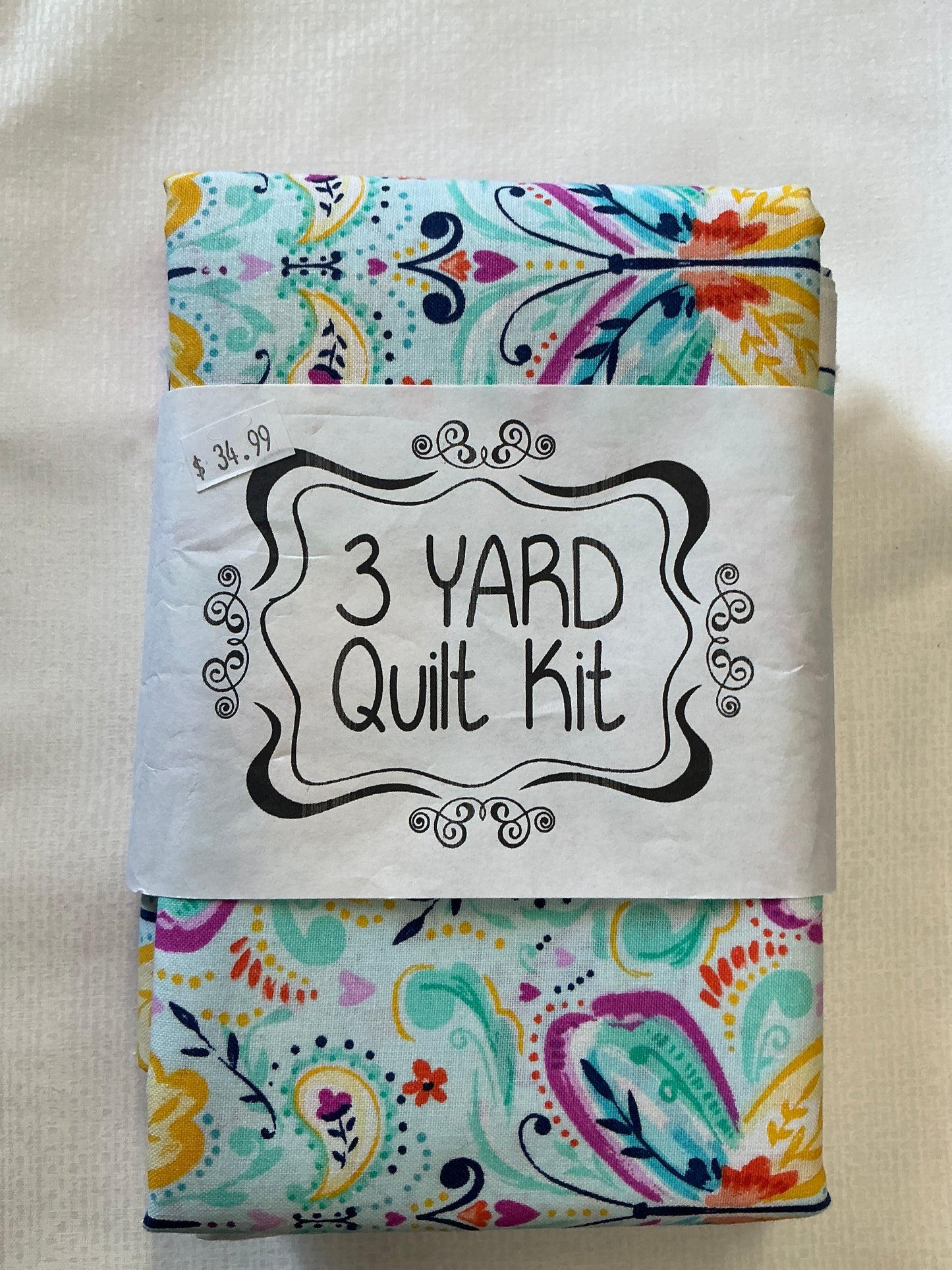 3 yard quilt kits~blue background colorful floral