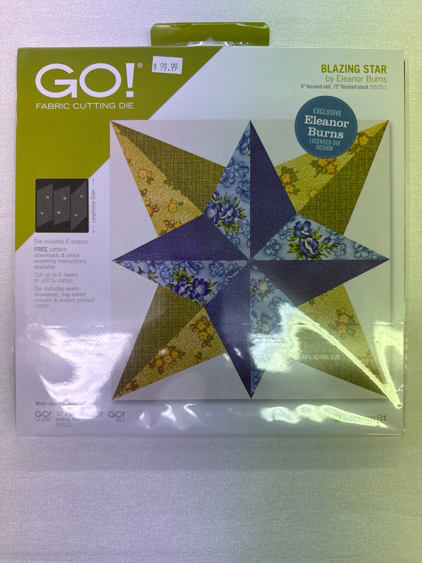 Blazing Star 6” finished unit 12”finished block Accuquilt die 55051 ￼Exclusive by Eleanor Burns