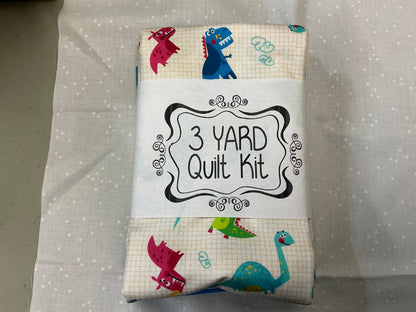 3 Yard Quilt Kit - Dinosaurs Blue
