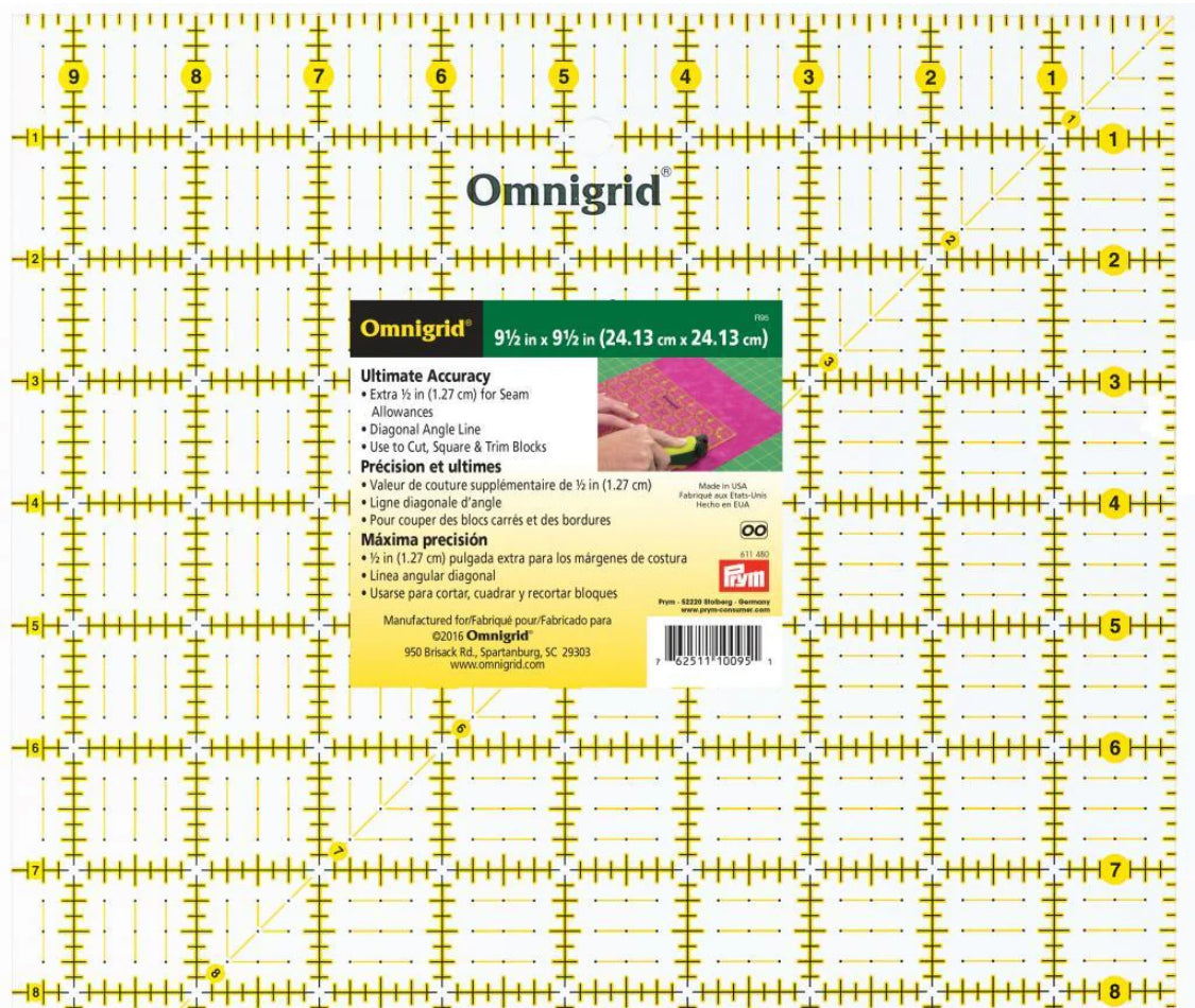 Omnigrid 9 1/2 x 9 1/2” ruler