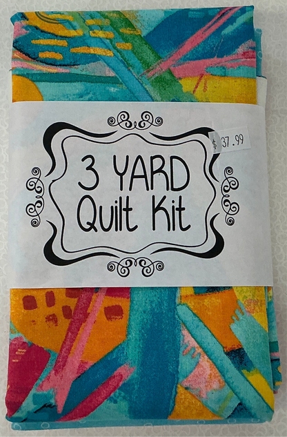 3 yard quilt kit modern pinks and blues