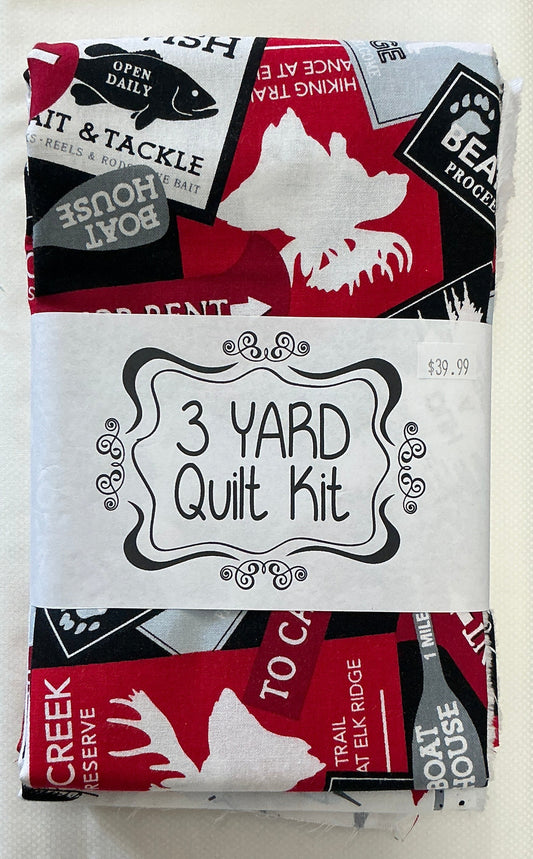3 yard quilt kits-Outdoors White & Red