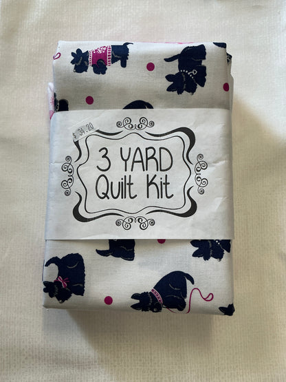 3 yard quilt kits~white background blue dog