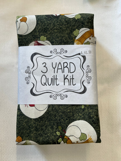 3 yard quilt kits~green background with snowmen