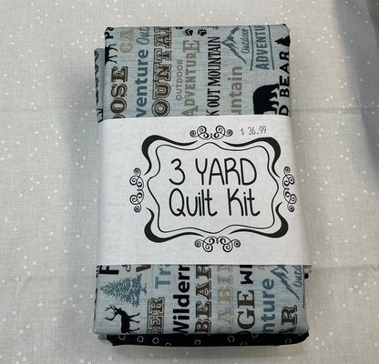 3 yard quilt kit - wildlife blues and blacks