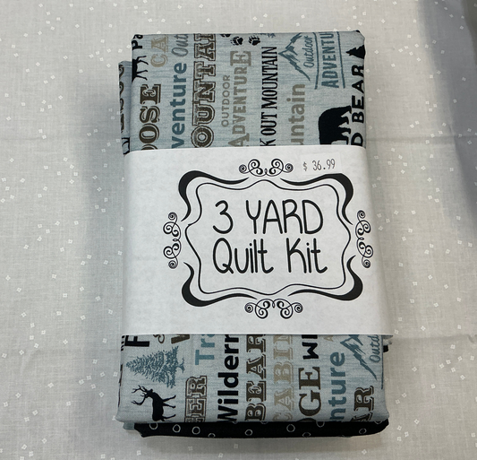 3 yard quilt kit - wildlife blues and blacks