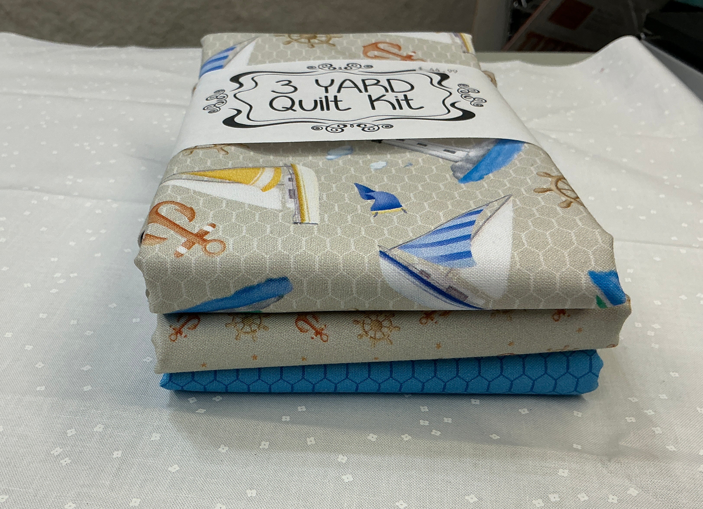 3 yard quilt kit - on the lake, blue and tans