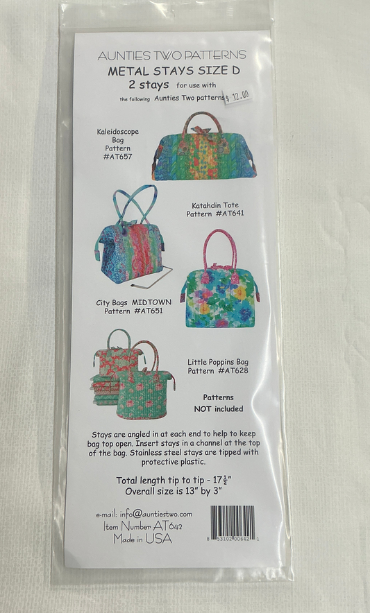 Aunties Two Patterns-Metal Stays Size D 2 Stays