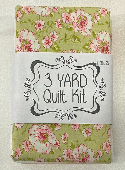 3 yard quilt kit Green & pink floral