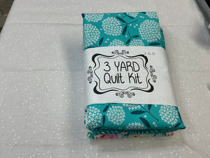 3 Yard Quilt Kit - turquoise floral