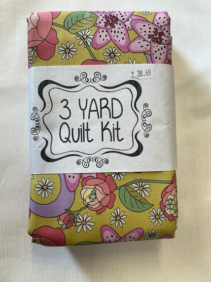 3 yard quilt kits~green background with colorful floral