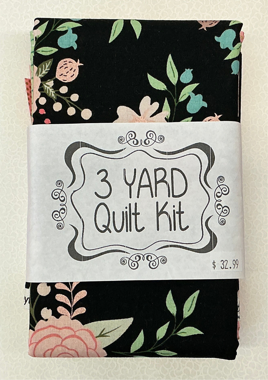 3 yard quilt kit black floral