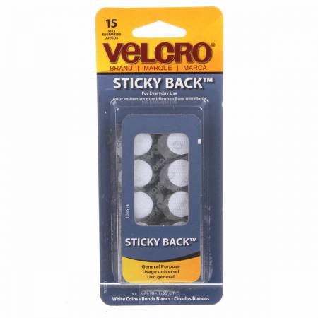 VELCRO® Brand Fastener Sticky Back Coin White 5/8in