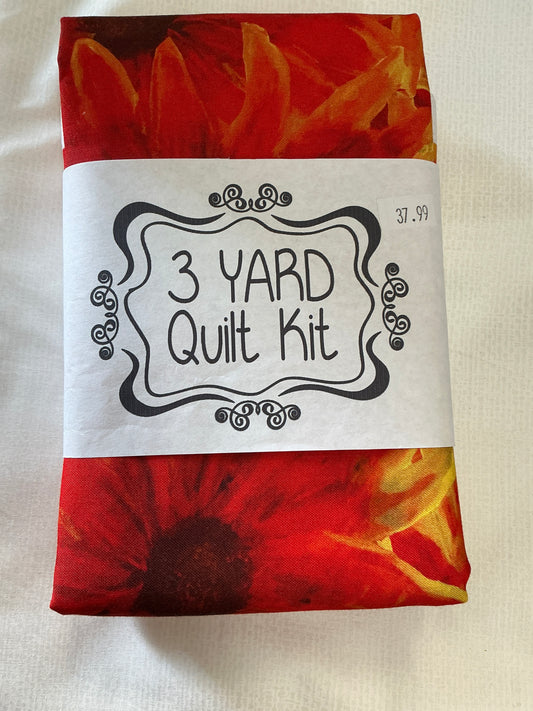 3 yard quilt kits-orange sunflower floral