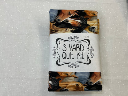 3 yard quilt kit - Western Horses, black, gray and tan