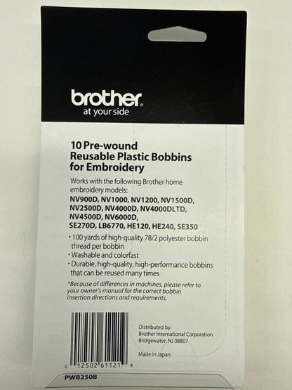 Brother BLACK pre-wound reusable plastic bobbins