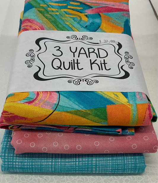 3 yard quilt kit modern pinks and blues