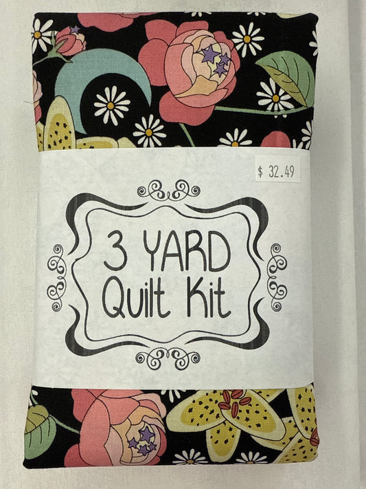 3 yard quilt kit black and blue