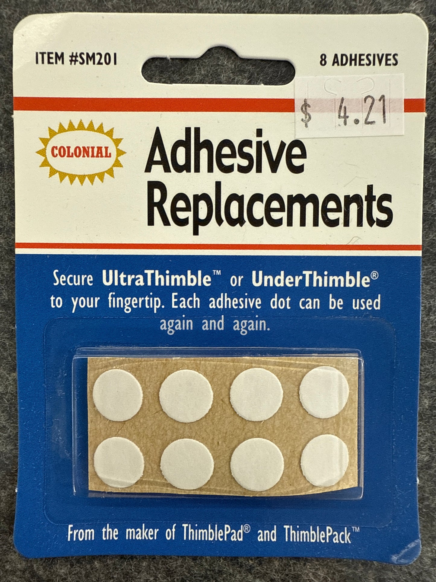 Colonial adhesive replacements for ultrathimble or underthimble