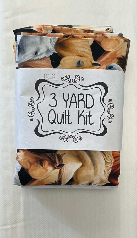 3 yard quilt kits-Horse Cream & Brown 2