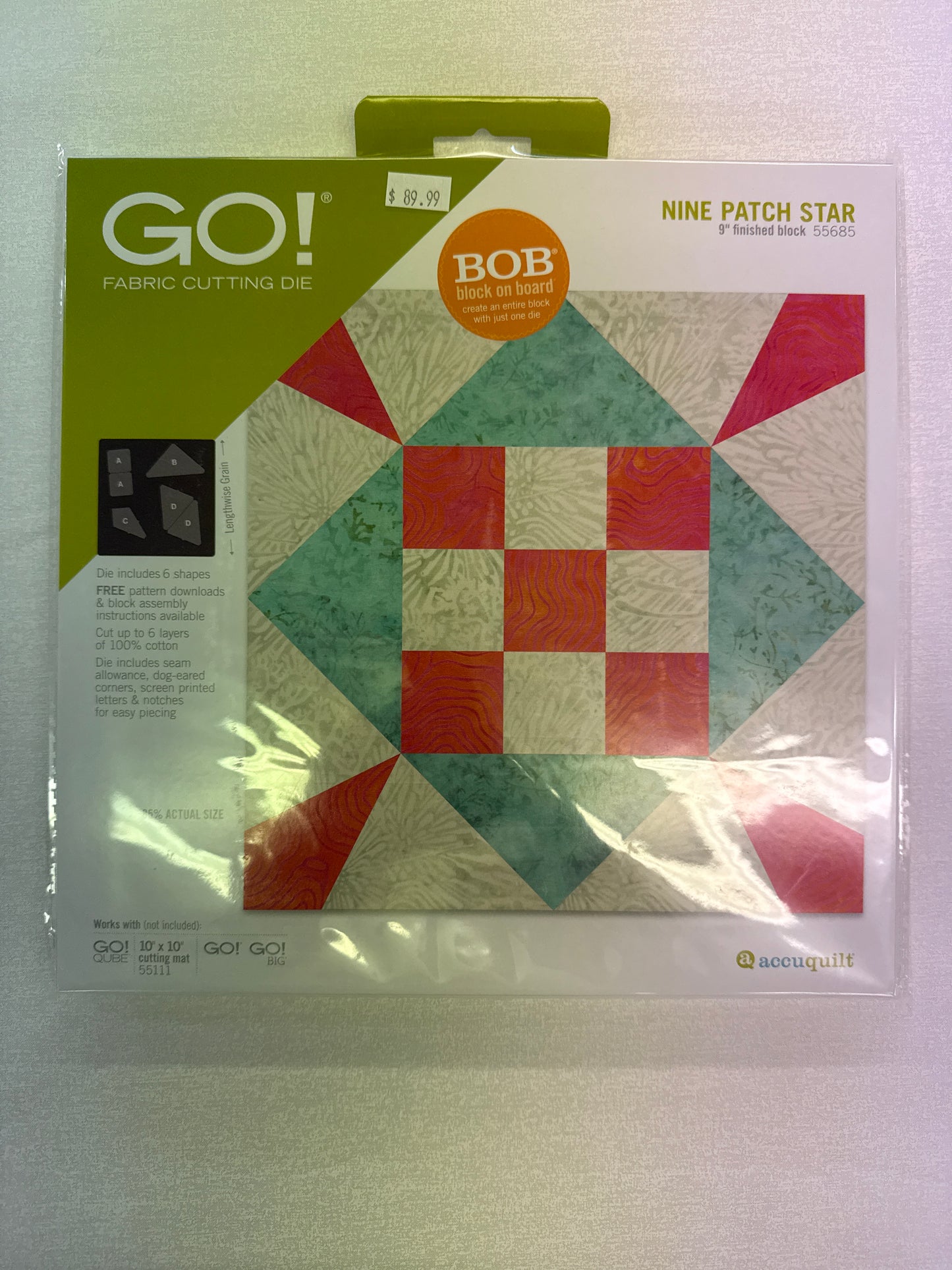Nine patch star 9” finished block Accuquilt go die 55685 ￼