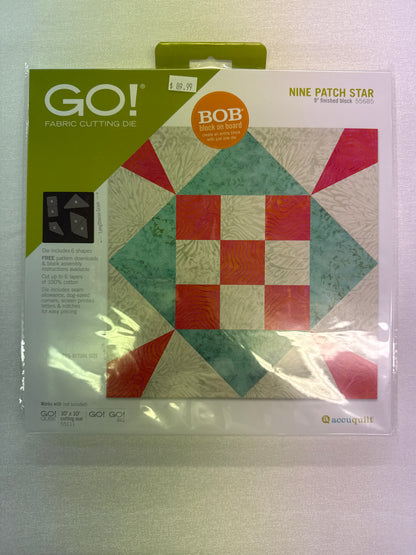 Nine patch star 9” finished block Accuquilt go die 55685 ￼