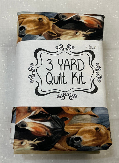3 yard quilt kit - western, horses, tan and rust