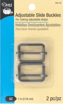 Dritz Adjustable Slide Buckles 1in 2pc Gunmetal