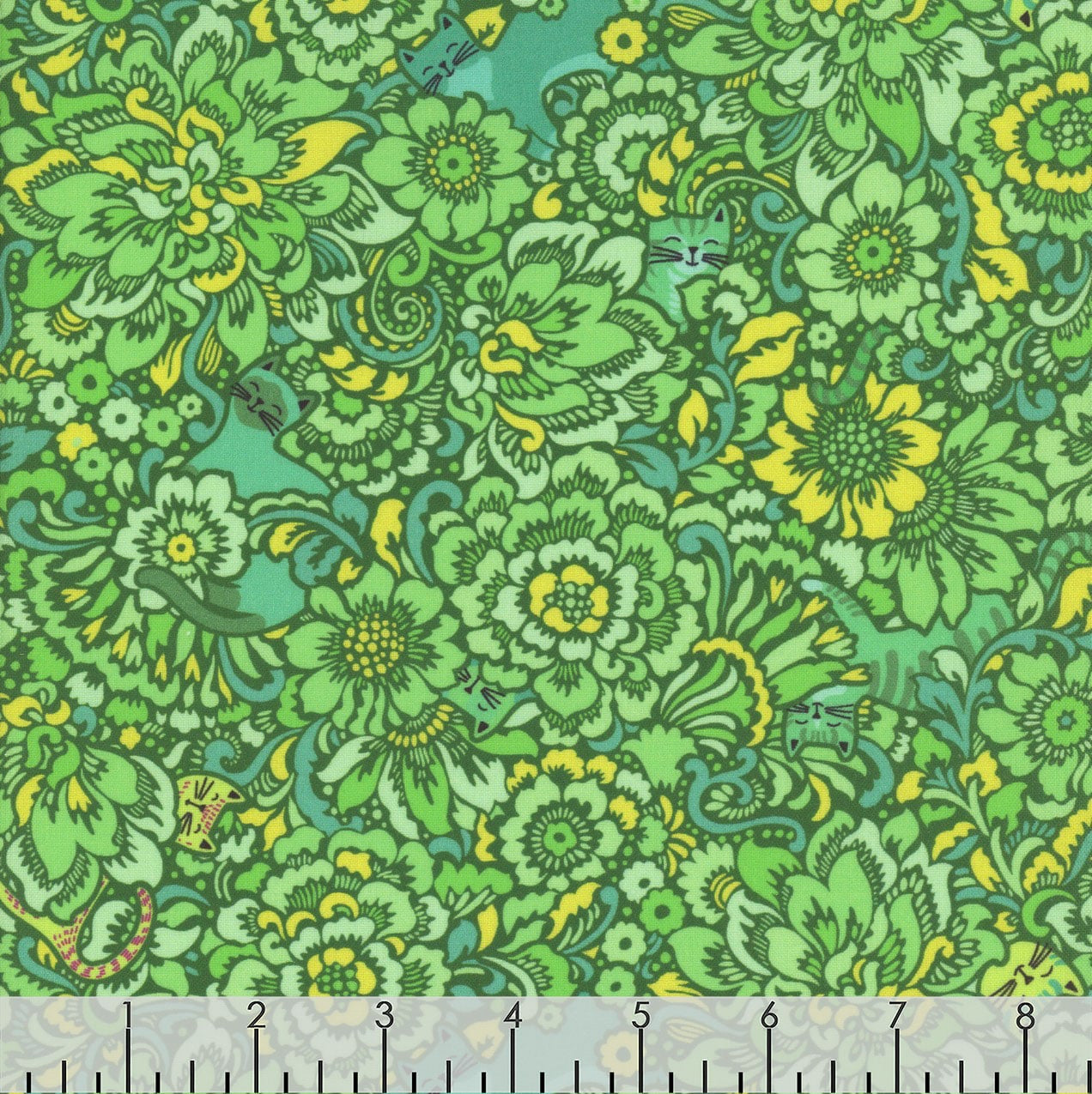 Benartex Cheeto's World Elegant Kitties Grass