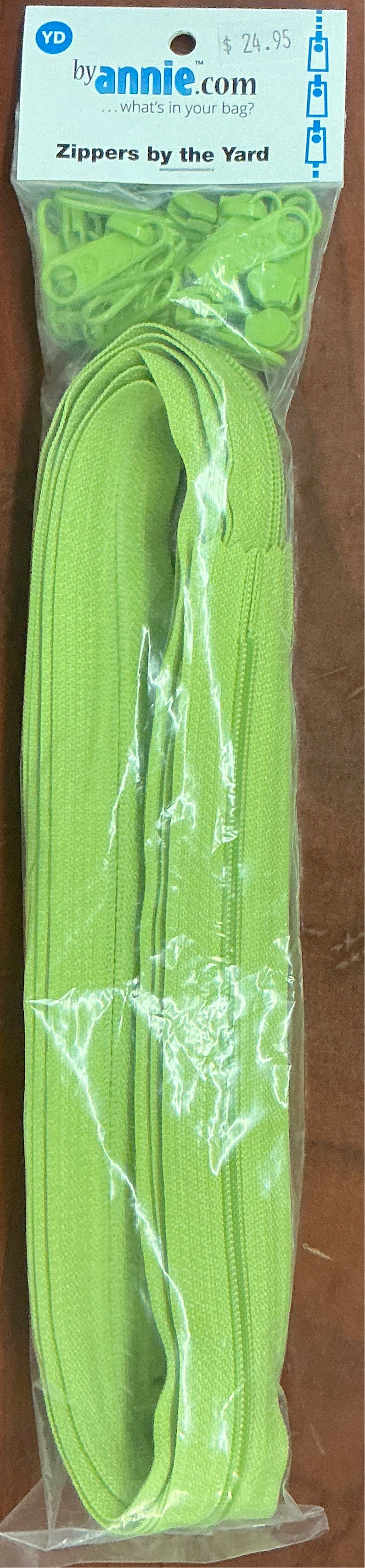 4YD Chartreuse ByAnnie Zippers by the Yard