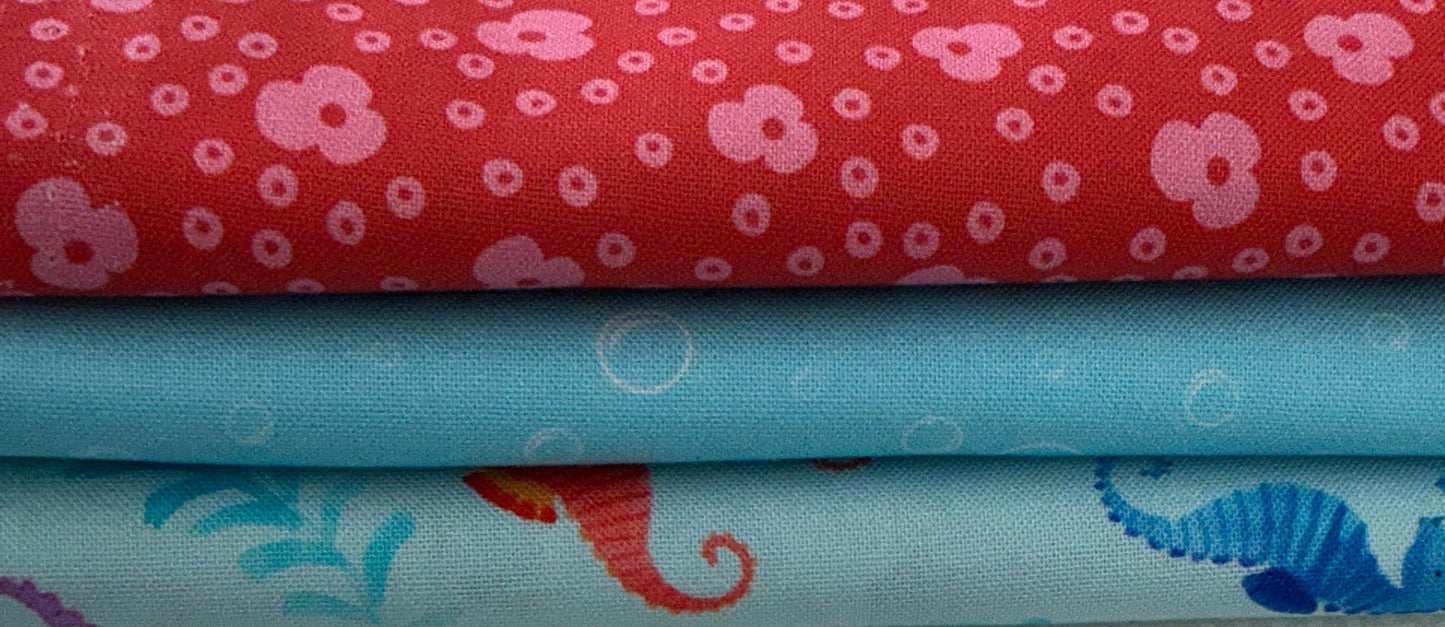 3 yard quilt kits-Aquatic Rose & Blue 1