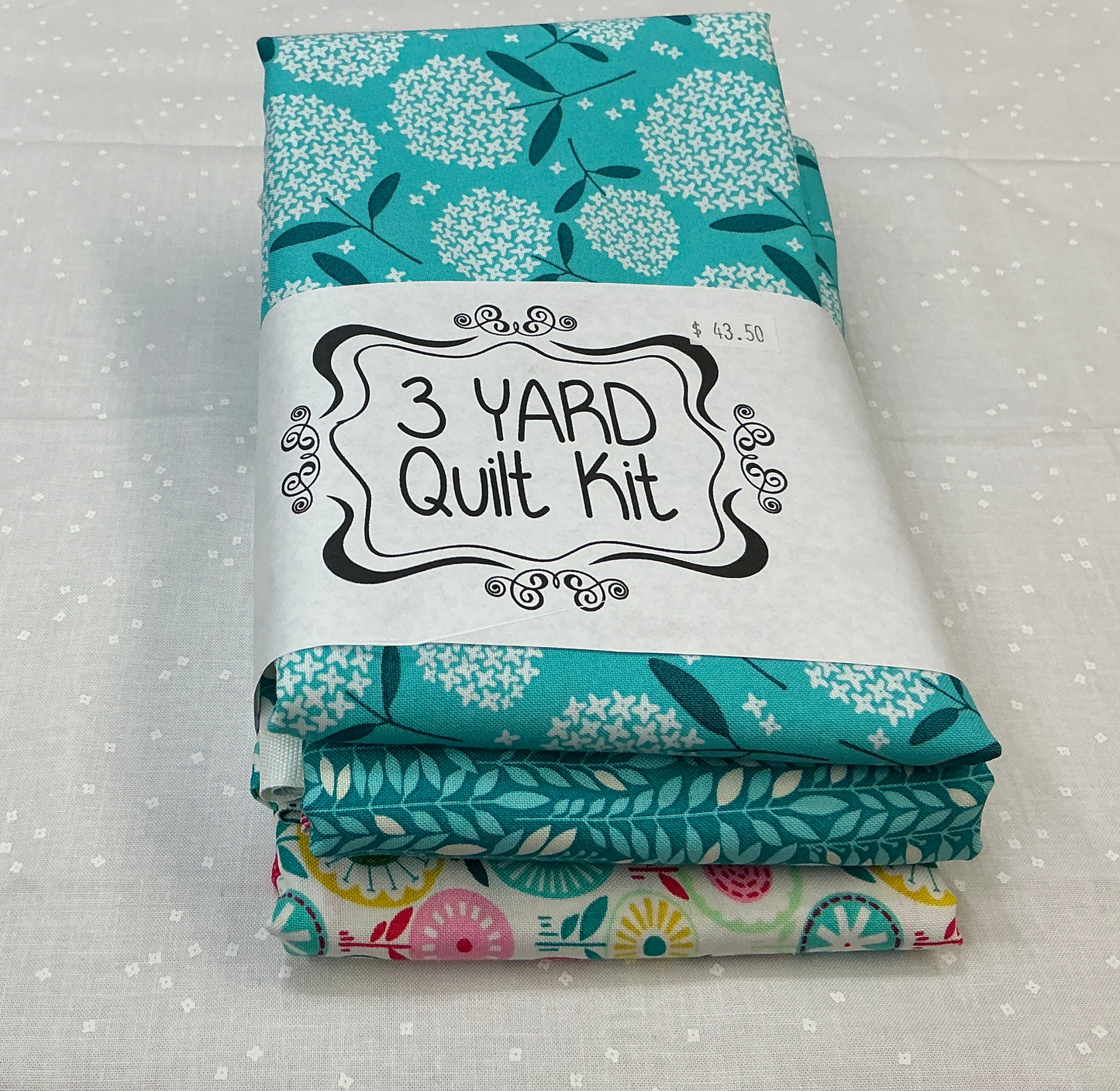 3 Yard Quilt Kit - turquoise floral