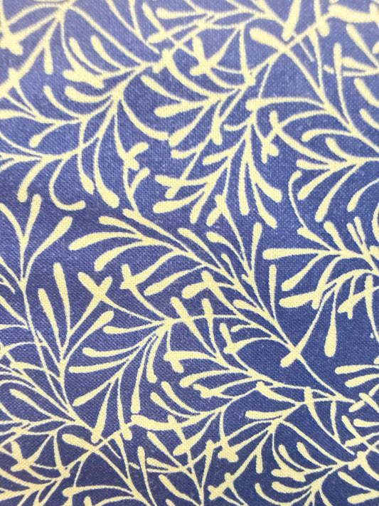 Midnight garden cotton fronds blue/yellow