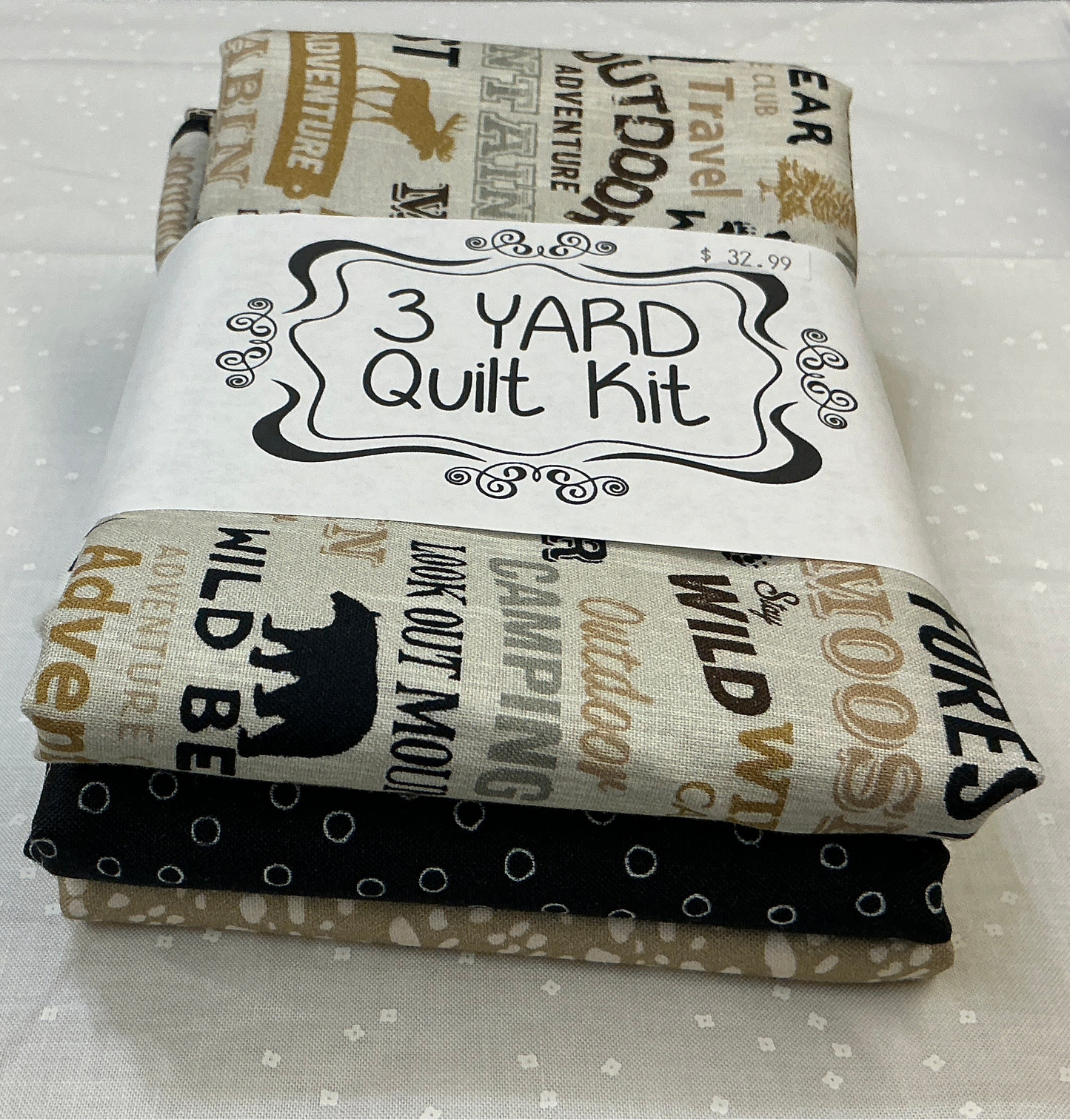 3 yard quilt kit - wildlife, bears, moose tans and black