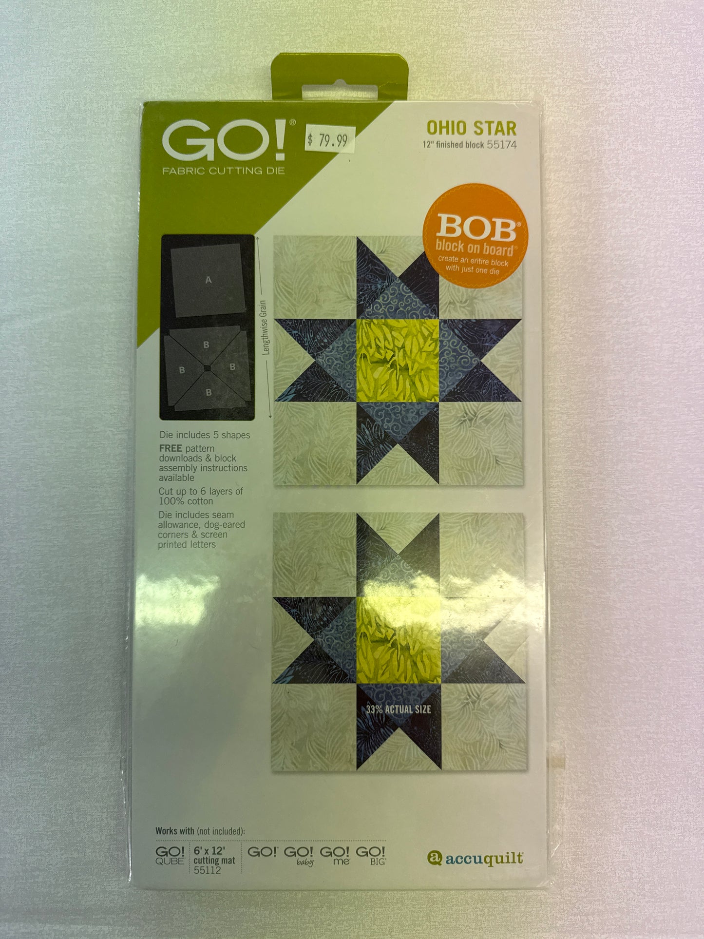 Ohio Star AccuQuilt Die 12” finished block