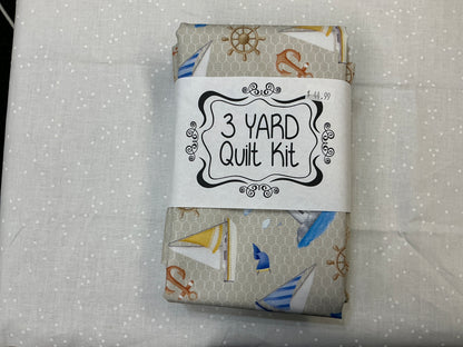 3 yard quilt kit - on the lake, blue and tans