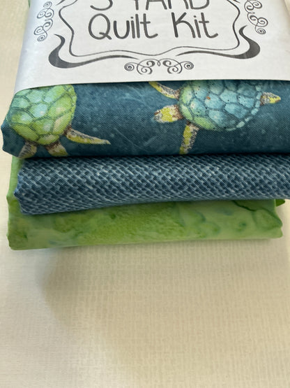 3 yard quilt kits~ blue background turtles
