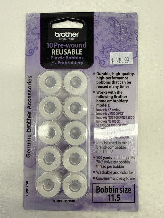 Brother pre-wound reusable plastic bobbins