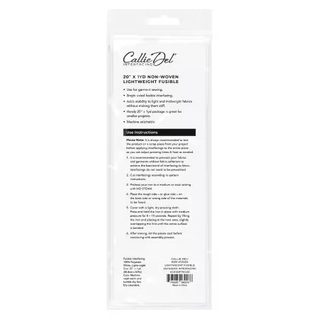 Non-Woven Lightweight Fusible Packaged Interfacing 20in x 1yd