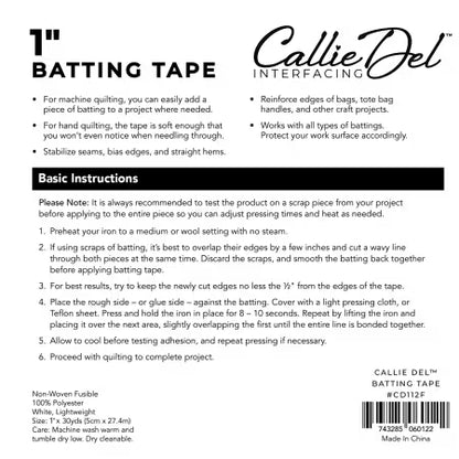Callie Del® Batting Tape 1in x 30yds