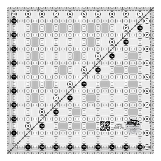 Creative Grids Quilt Ruler 10-1/2in x 10-1/2in Square # CGR10