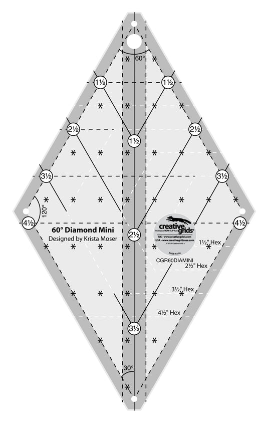 Creative Grids Quilt Ruler 60 Degree Mini Diamond # CGR60DIAMINI
