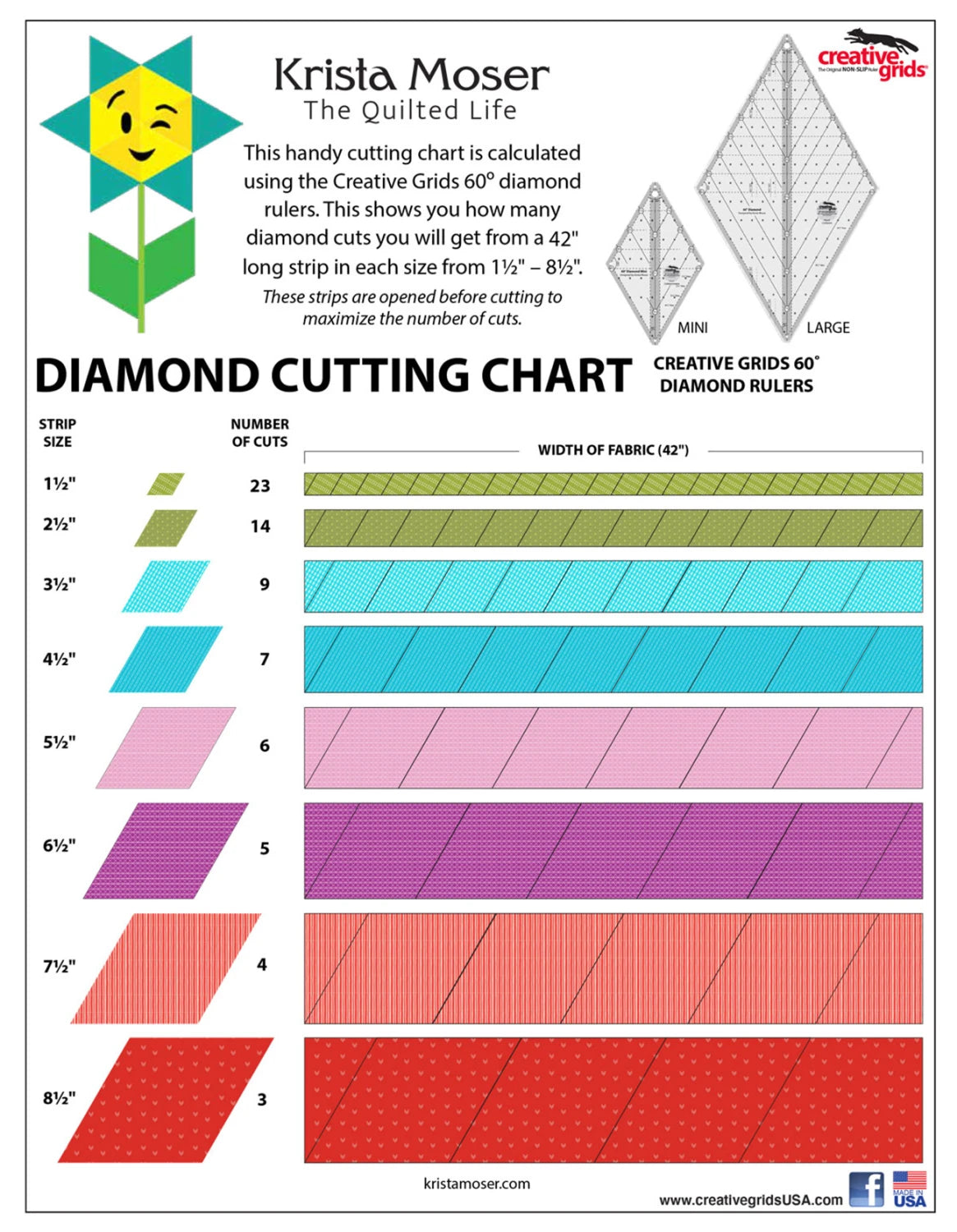 Creative Grids 60 Degree Diamond Ruler # CGR60DIA