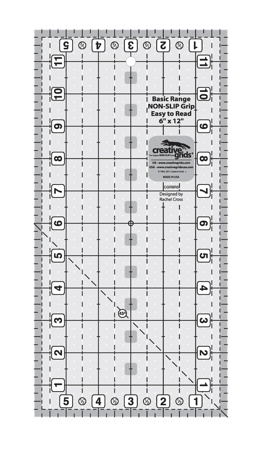 Creative Grids Basic Range 6in x 12in Rectangle Quilt Ruler # CGRBR5