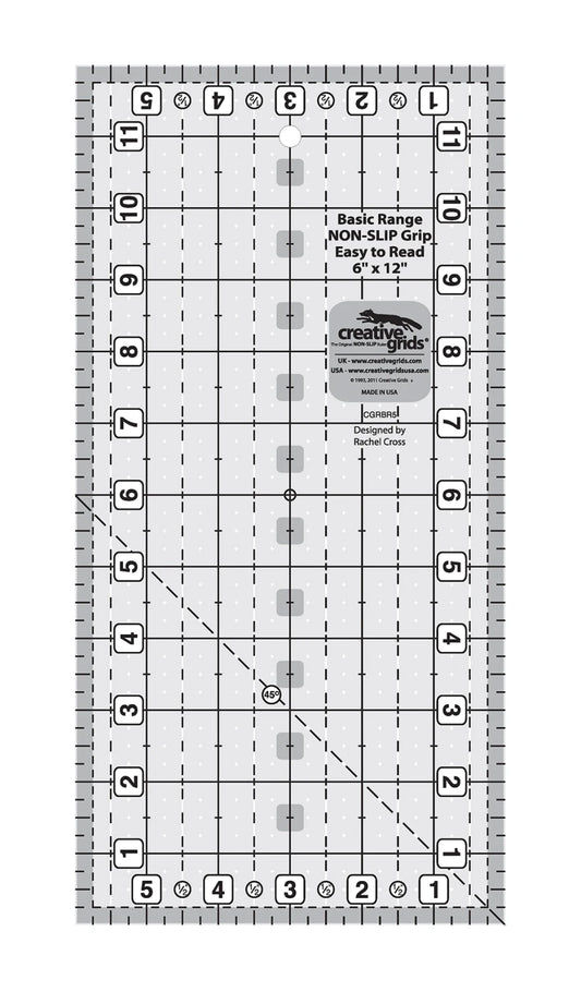 Creative Grids Basic Range 6in x 12in Rectangle Quilt Ruler # CGRBR5